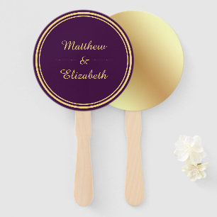 Éventail Mariage violet Faux Gold Foil