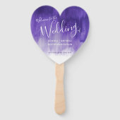 Éventail Mariage violet moderne teinté encre des fans de pr (Devant)