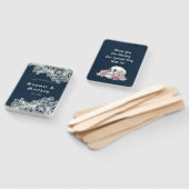 Éventail Marine bleu Crâne rose Roses dentelle Mariage goth (Non-assemblé)