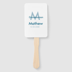 Éventail Marine bleu groomsman nom lettre date masculin par