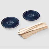 Éventail Marine bleu moderne simple personnalisé main monog (Non-assemblé)