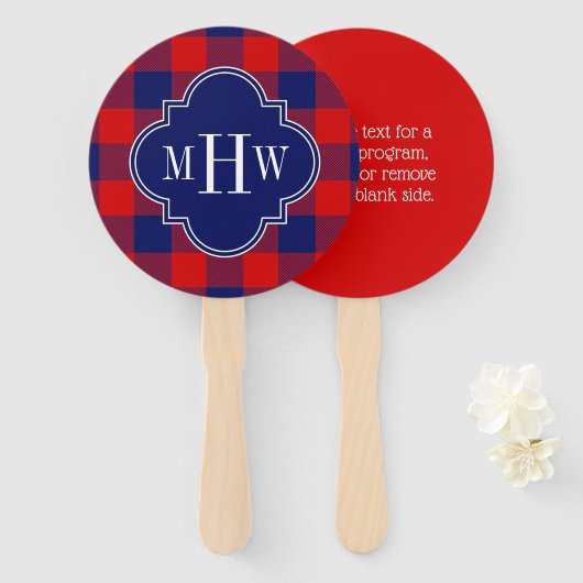 Éventail Marine Bleu Rouge Buffalo Plantation do-it-yoursel (Devant et derrière)