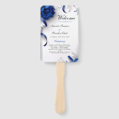 Éventail Marine Blue & Silver Flowers Ribbons Programme de  (Devant)