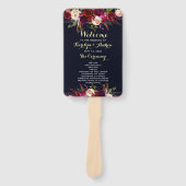 Éventail Marine Burgundy Marsala Boho Programme de mariage  (Devant)