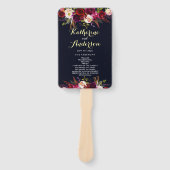 Éventail Marine Burgundy Marsala Boho Programme de mariage  (Devant)