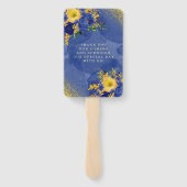 Éventail Marine Jaune Peinture or Peony Mariage Merci (Dos)