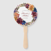 Éventail Marine Marsala Orange Floral Mariage Merci (Devant)