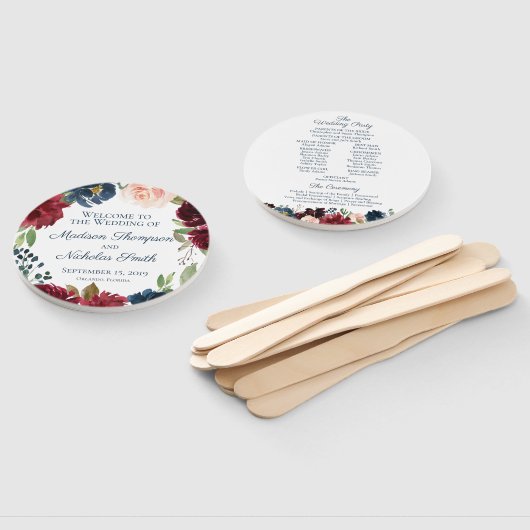 Éventail Marine Marsala Programme de mariage des fleurs Ven (Non-assemblé)