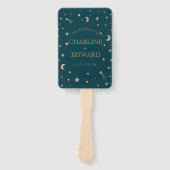 Éventail Marine Whimsical Gold Stars Moon Programmes Mariag (Devant)