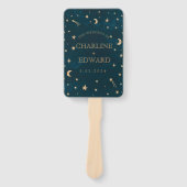 Éventail Marine Whimsical Gold Stars Moon Programmes Mariag (Devant)