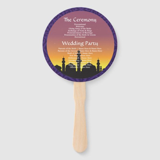 Éventail Marocain Arabian Nights Programme de mariage Venti (Dos)