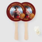Éventail Maroon Gold Basketball Player Photo High School (Devant et derrière)