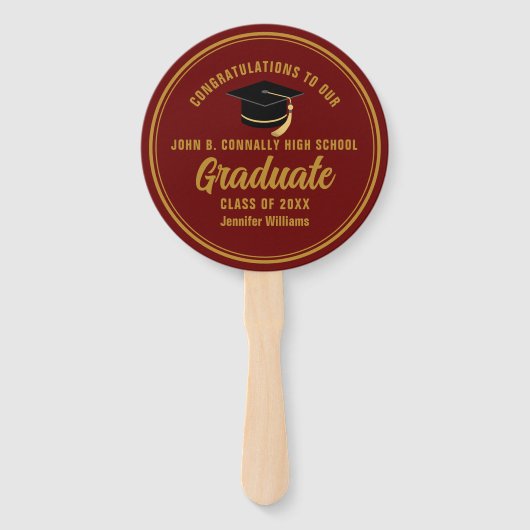 Éventail Maroon Gold Graduate sur mesure (Devant)