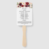 Éventail Marsala bohème programme de mariage rose floral (Dos)