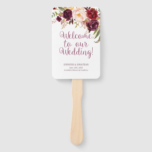 Éventail Marsala Bourgogne Roses du programme (Devant)