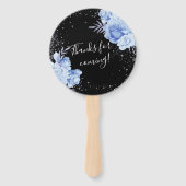 Éventail Mascarade bleue Anniversaire Fan main (Dos)