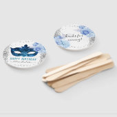 Éventail Mascarade bleue fête d'anniversaire (Non-assemblé)