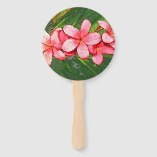 Éventail Masque facial en coton rose et blanc Plumerias