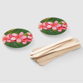 Éventail Masque visage en coton blanc rose Plumerias (Non-assemblé)