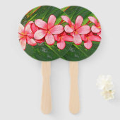 Éventail Masque visage en coton blanc rose Plumerias (Devant et derrière)