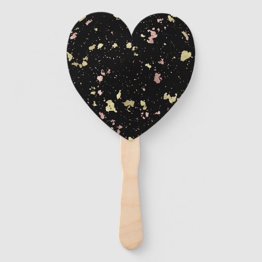 Éventail Matte Gold et Rose Gold Flakes Noir (Dos)