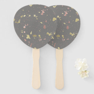 Éventail Matte Gold et Rose Gold Flakes Warm Dark Grey