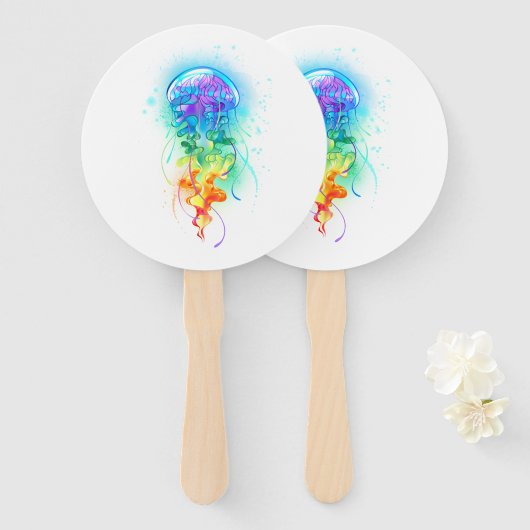 Éventail Méduse arc-en-ciel (Devant et derrière)