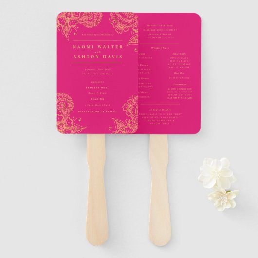 Éventail Mehndi Programme de mariage henné Ventilateur à la (Devant et derrière)