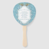 Éventail Mélange de Motif Silky Bleu avec étincelles Blanch (Dos)