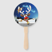 Éventail Mème de Noël drôle de renne qui regarde par-dessus (Dos)