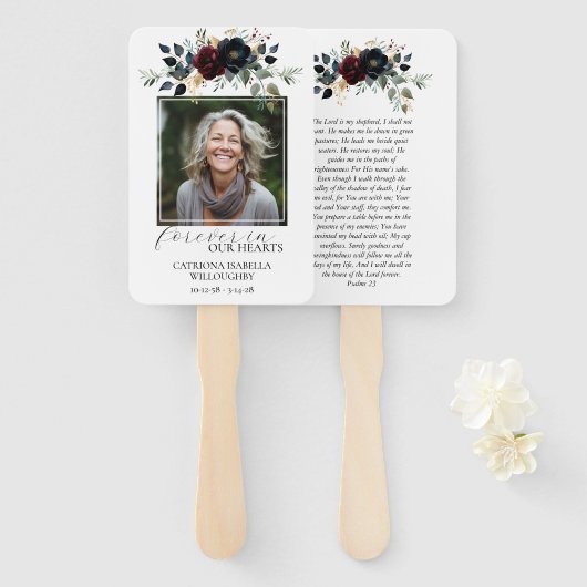 Éventail Mémorial photo floral de la marine de Bourgogne (Devant et derrière)