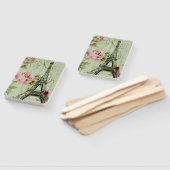 Éventail menthe rose floral français paris tour eiffel (Non-assemblé)