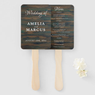 Éventail Menu de mariage à l'écriture rustique sur bois som