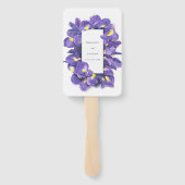 Éventail Menu de mariage aquarelle aux iris violets épousto (Dos)