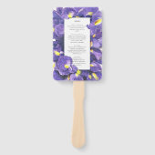 Éventail Menu de mariage aquarelle aux iris violets épousto (Devant)