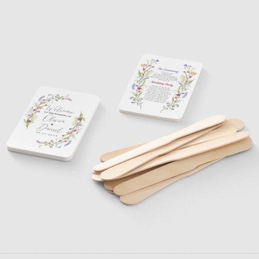 Éventail Menu mariage Programme Fleurs sauvages Floral (Non-assemblé)