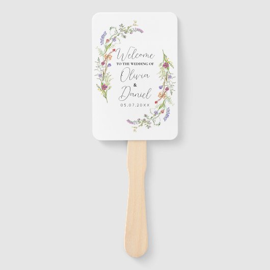 Éventail Menu mariage Programme Fleurs sauvages Floral (Devant)