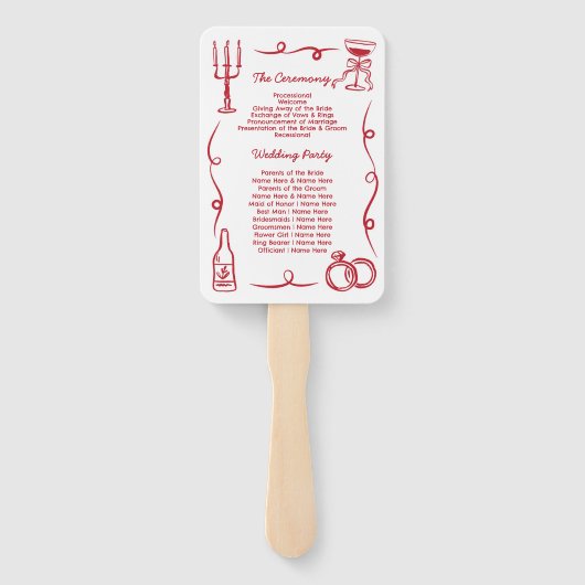 Éventail Menu mariage Programme Main Drag Whimsical (Dos)