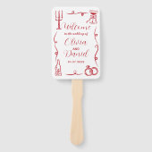 Éventail Menu mariage Programme Main Drag Whimsical (Devant)