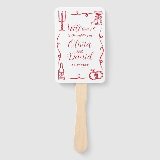 Éventail Menu mariage Programme Main Drag Whimsical (Devant)