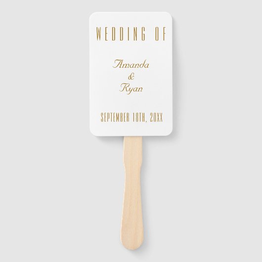 Éventail Menu Simple Modern Golden Script Mariage (Devant)