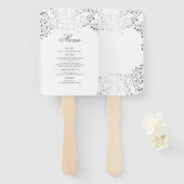 Éventail Menus Mariage argent et blanc (Devant et derrière)