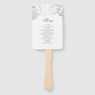 Éventail Menus Mariage argent et blanc
