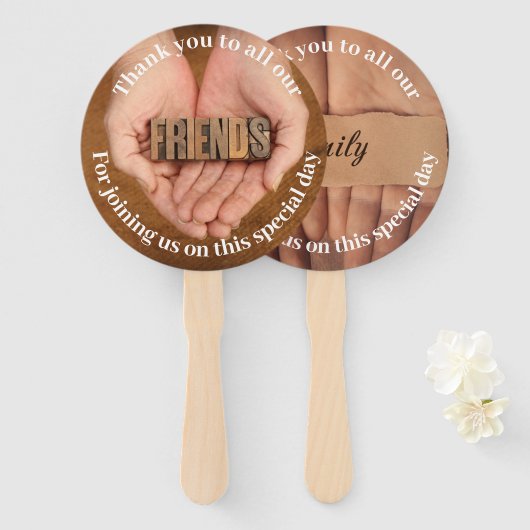 Éventail Merci à nos amis et fan de famille (Devant et derrière)