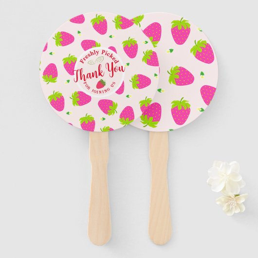 Éventail Merci aux fraises (Devant et derrière)