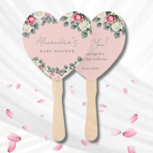 Éventail Merci de Baby shower Rose rose vif