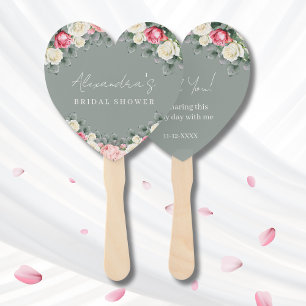 Éventail Merci de Fête des mariées Vintage Rose Sage Green