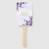 Éventail Merci de Mariage de Peony Botanique Violet (Dos)