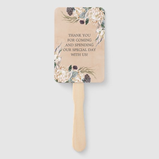 Éventail Merci de Mariage de Protea Blanc Boho Tropical (Dos)