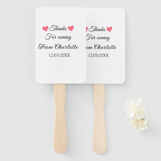 Éventail merci de venir ajouter un message texte (Devant et derrière)